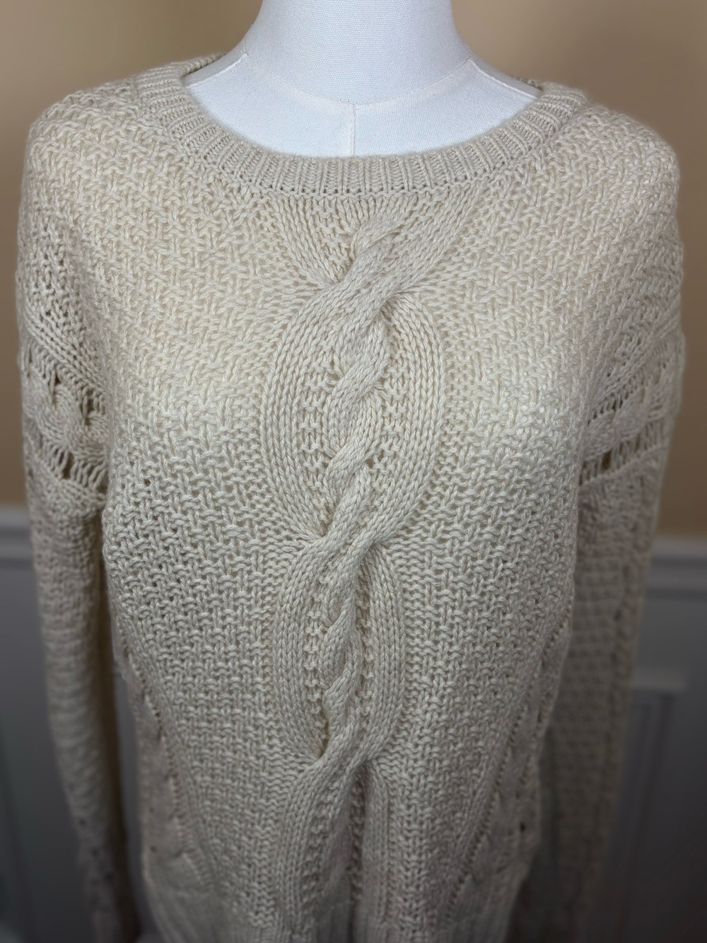 🤍 Vince 50% Yak 50% Wool Cable Knit Sweater XS Cream